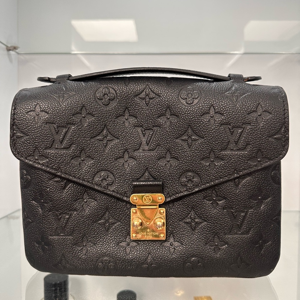Louis Vuitton Black Satchel with Monogram Embossing